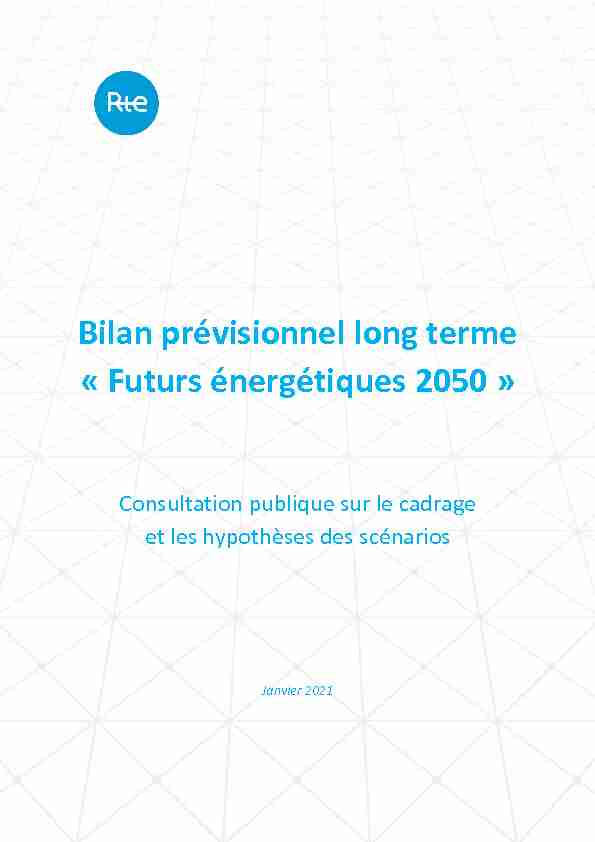Bilan prévisionnel long terme « Futurs énergétiques 2050 »