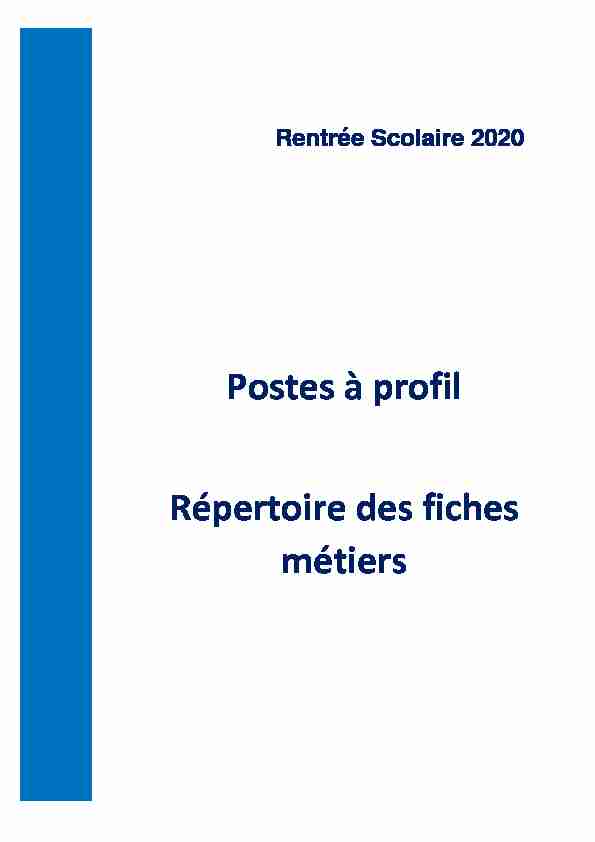 [PDF] Postes à profil Répertoire des fiches métiers - SNUipp-FSU 65