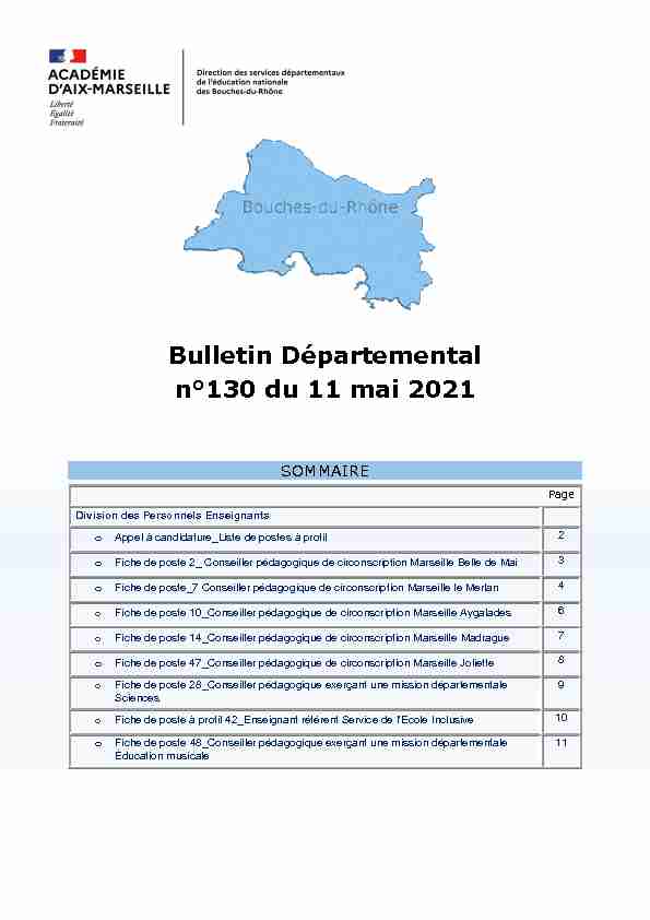 Bulletin Départemental n°130 du 11 mai 2021