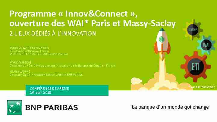Programme « Innov&Connect » ouverture des WAI* Paris et Massy