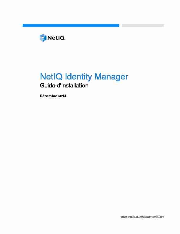 Guide dinstallation de NetIQ Identity Manager