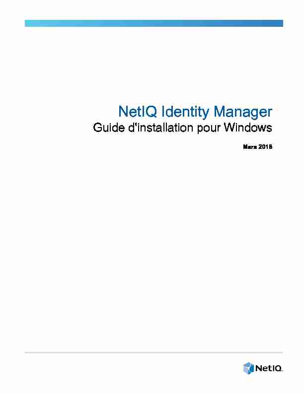 Guide dinstallation de NetIQ Identity Manager pour Windows