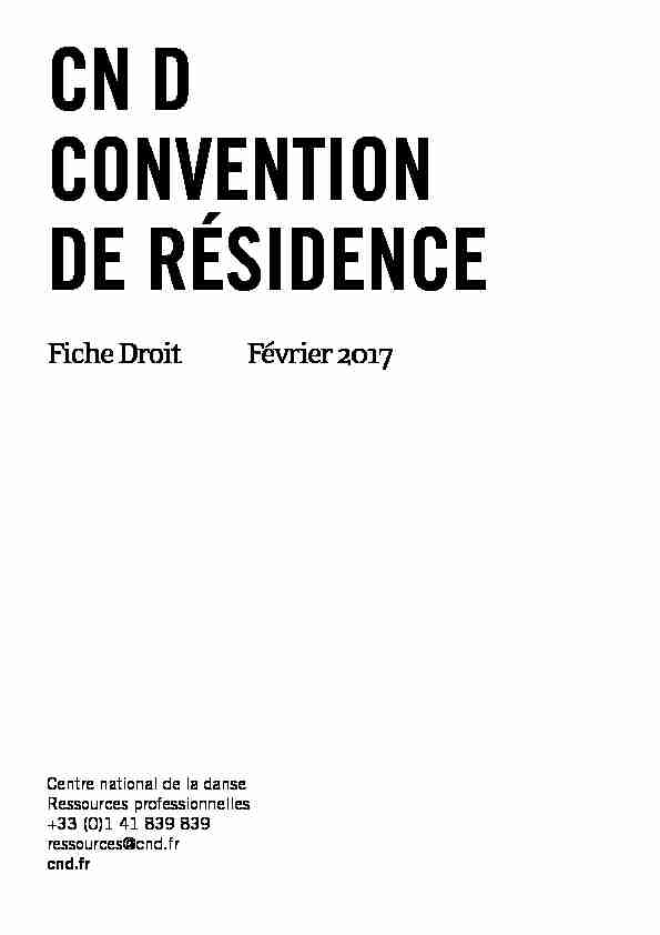 [PDF] Convention de résidence - Centre national de la danse