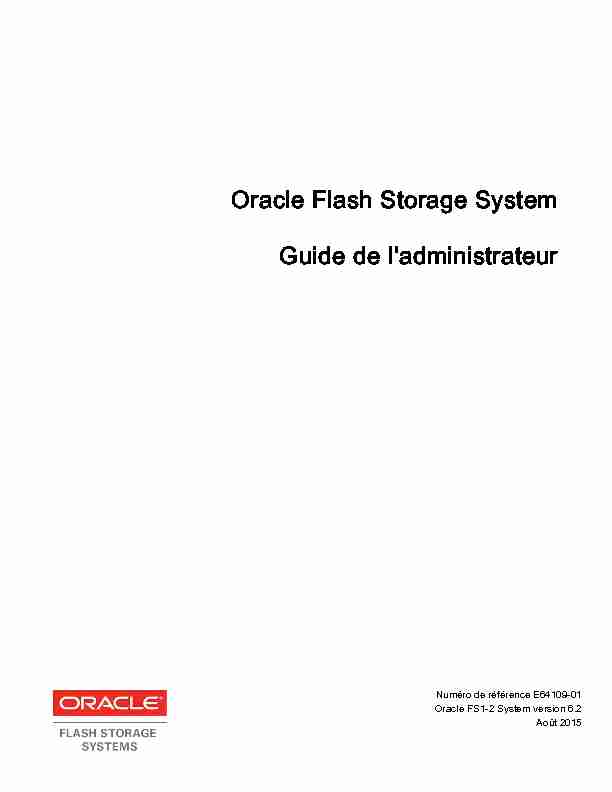 Oracle Flash Storage System Guide de ladministrateur