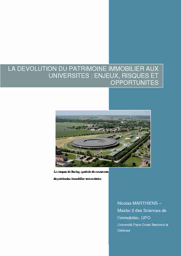Mémoire Dévolution aux universités - SIMI - Nicolas Marthiens - PDF