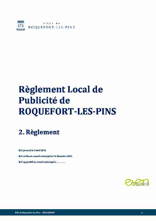 Règlement Local de Publicité de ROQUEFORT-LES-PINS