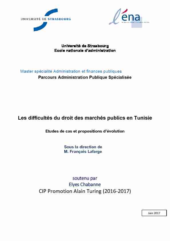 Les difficultés du droit des marchés publics en Tunisie
