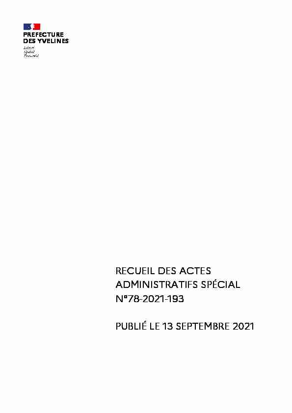 RECUEIL DES ACTES ADMINISTRATIFS SPÉCIAL N°78-2021-193