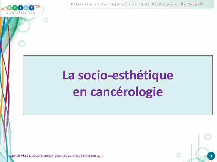 [PDF] Rôle de la Socio-Esthéticienne dans laccompagnement  - Oncomel