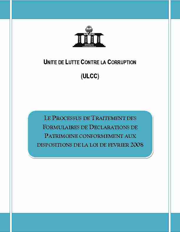 unite de lutte contre la corruption (ulcc) le processus de traitement