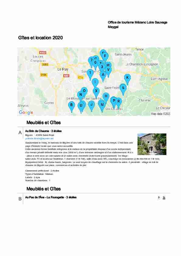 [PDF] gites & meublés en Mézenc Loire Meygal