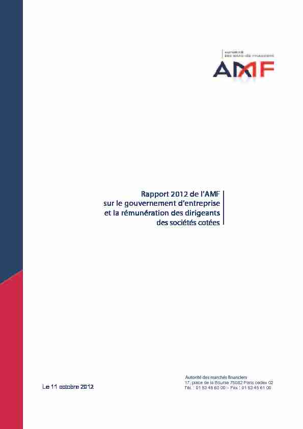 Rapport 2012 de lAMF sur le gouvernement dentreprise et la