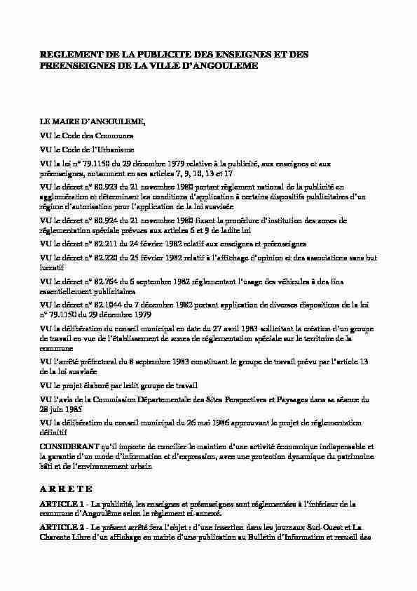 [PDF] Règlement de la publicité à Angoulême - Ville dAngoulême
