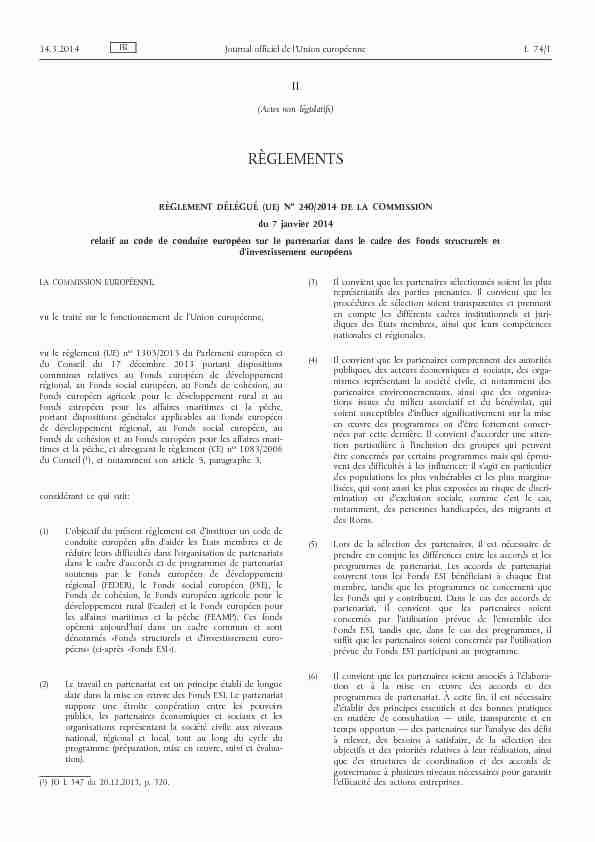 Règlement délégué (UE) no 240/2014 de la Commission du 7
