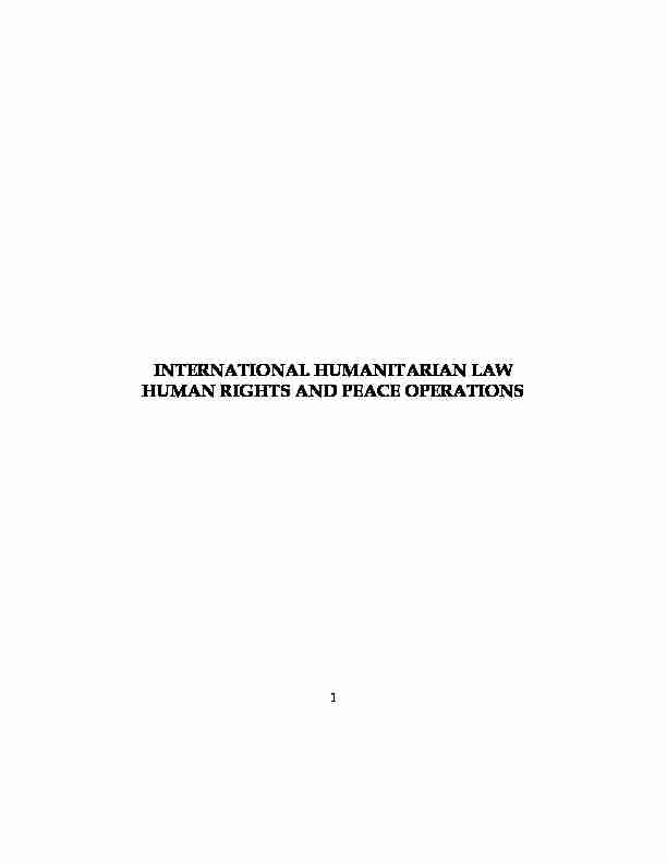 International humanitarian law human rights and peace operations