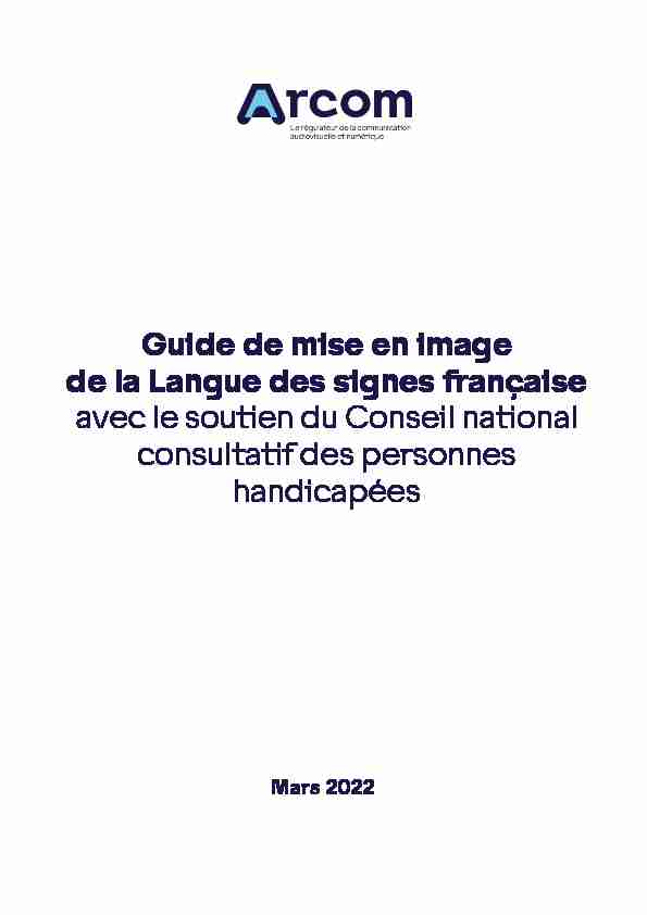 Guide de mise en image de la Langue des signes française avec le