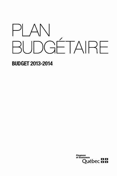 Budget 2012-2013 - Plan budgétaire