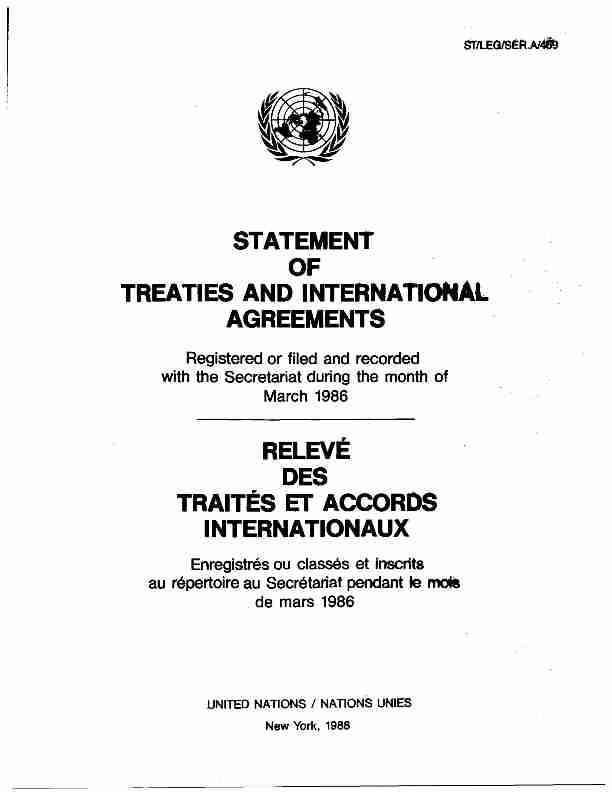 STATEMENT of TREATIES ancj INTERNATIONAL AGREEMENTS