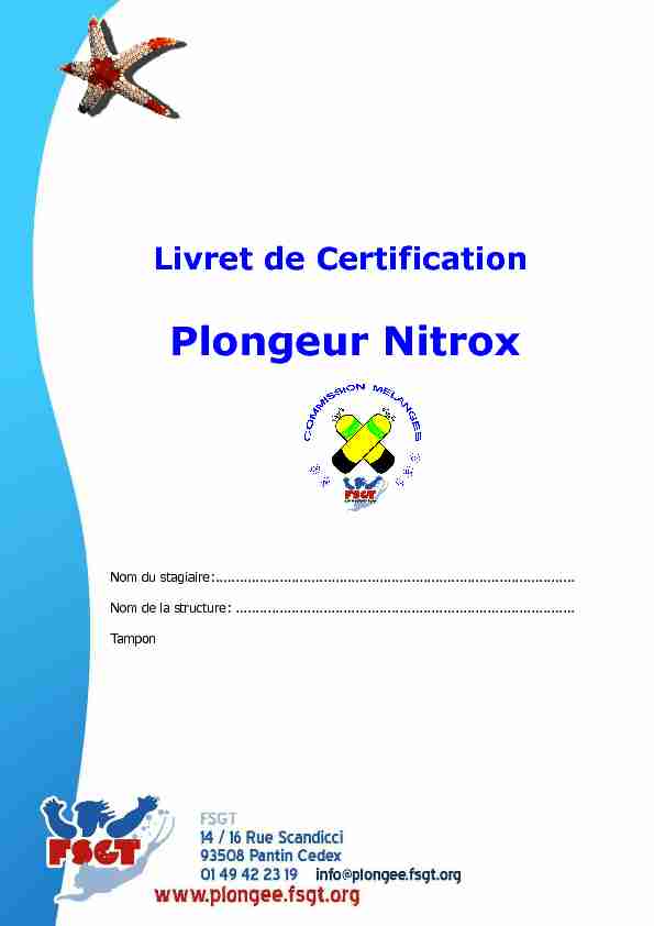 Livret de Certification Nitrox
