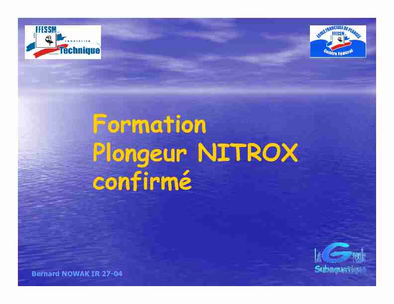 Formation Plongeur NITROX confirmé