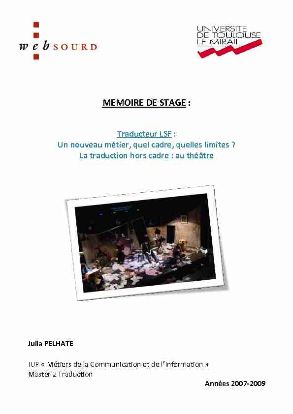 [PDF] MEMOIRE DE STAGE : - IRIS - Free
