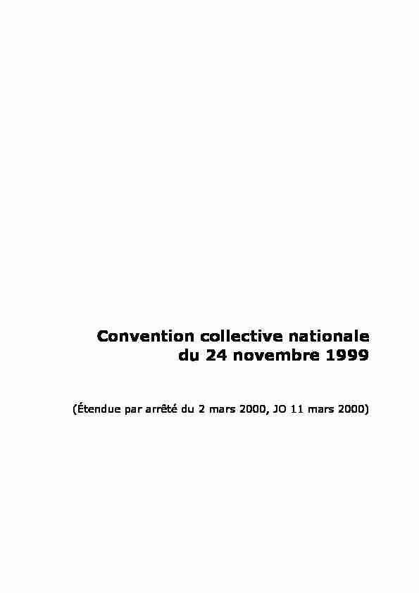 Convention collective nationale du 24 novembre 1999