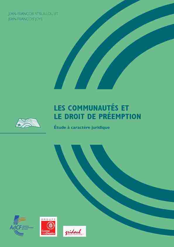 [PDF] LES COMMUNAUTÉS ET LE DROIT DE PRÉEMPTION - Le Gridauh