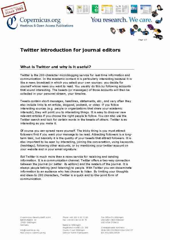 Twitter guidelines for journal editors