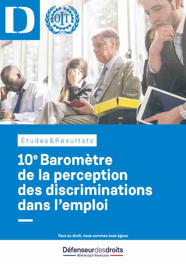 10e Baromètre de la perception des discriminations dans lemploi —