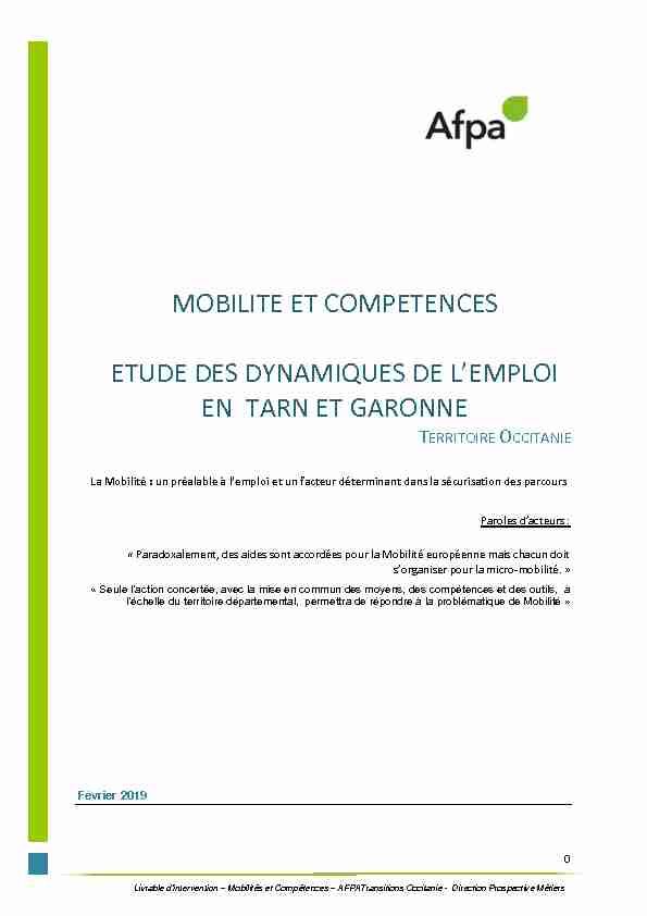 mobilité et competences etude des Dynamiques de lEmploi en taRn