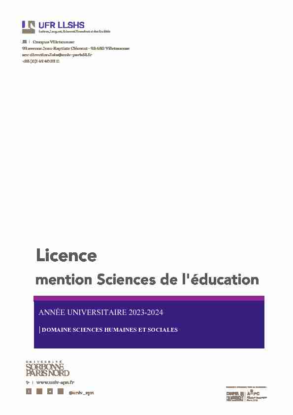 Licence mention Sciences de léducation