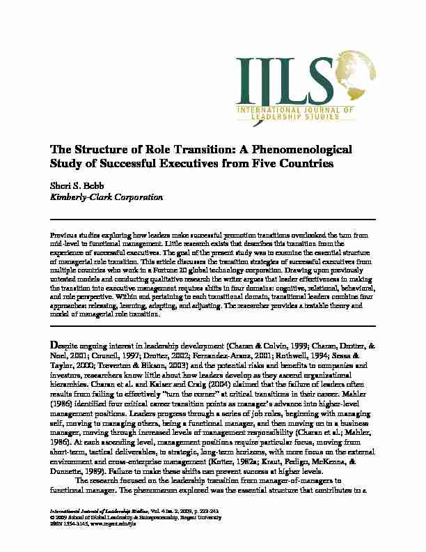 The Structure of Role Transition: A Phenomenological Study of