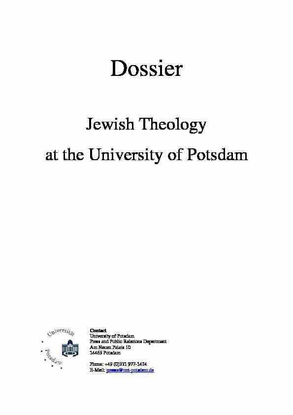 Dossier - Jewish Theology at the University of Potsdam