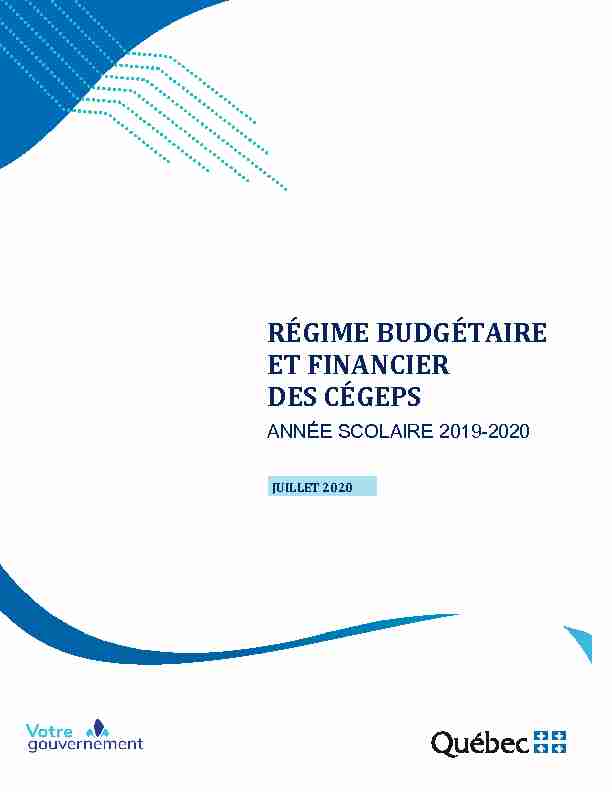 Régime budgétaire et financier des cégeps 2019-2020. version 31