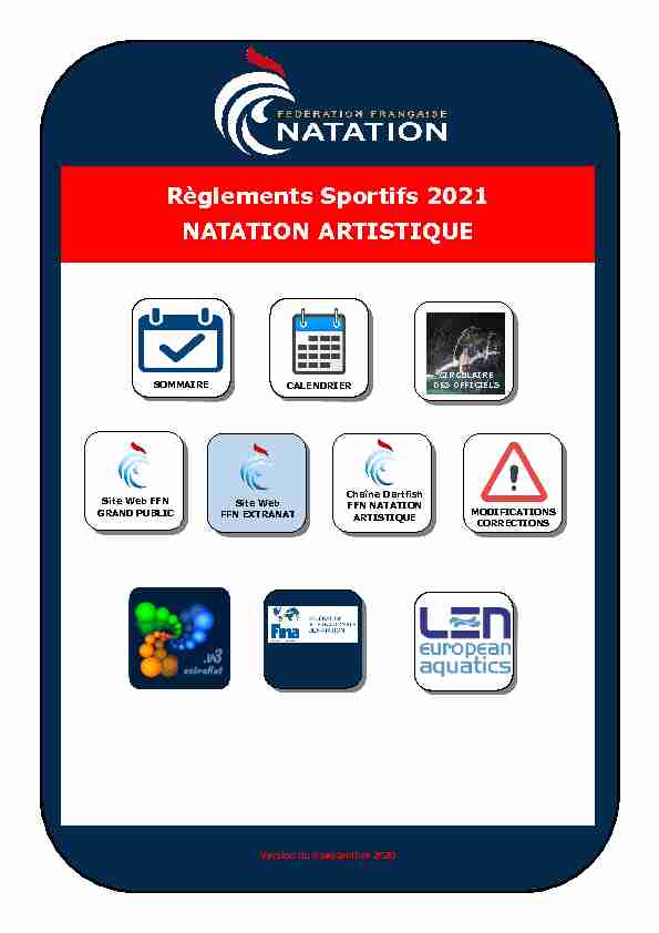 Règlements Sportifs 2021 NATATION ARTISTIQUE