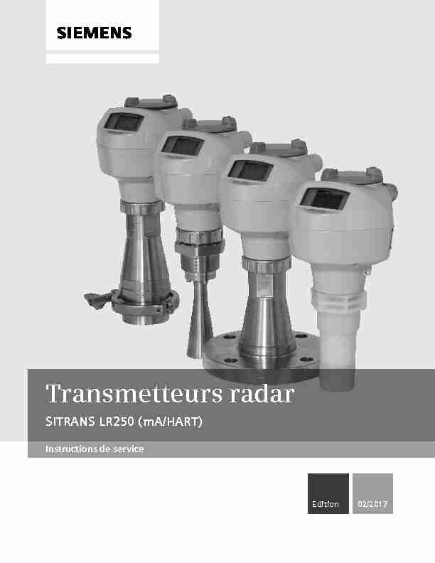 Transmetteurs radar - SITRANS LR250 (mA/HART)