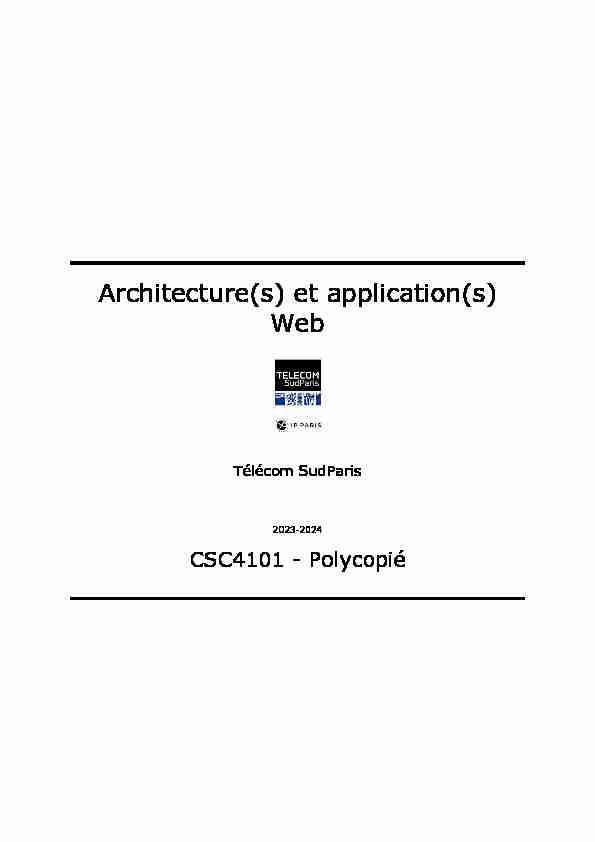 Architecture(s) et application(s) Web Architecture(s) et application(s