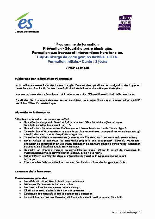 INF-753 Programme de formation - Formation initiale habilitation BC