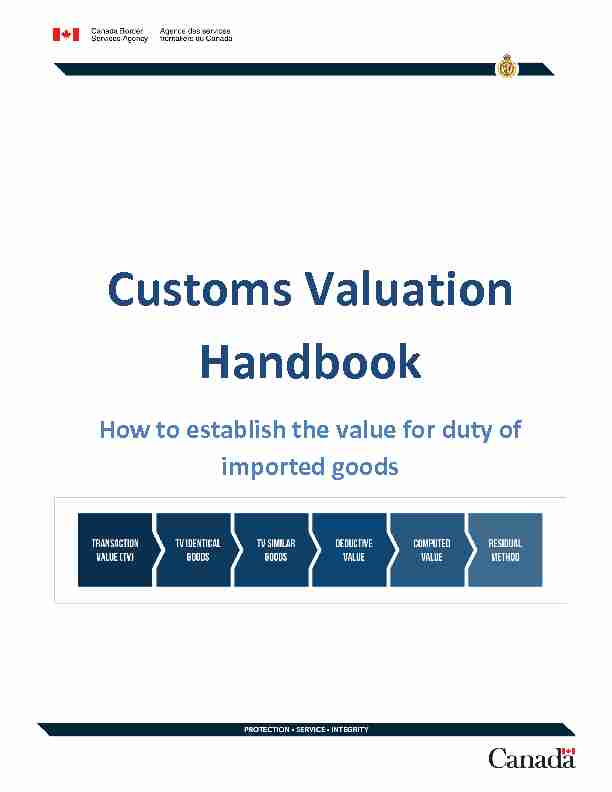 Customs Valuation Handbook