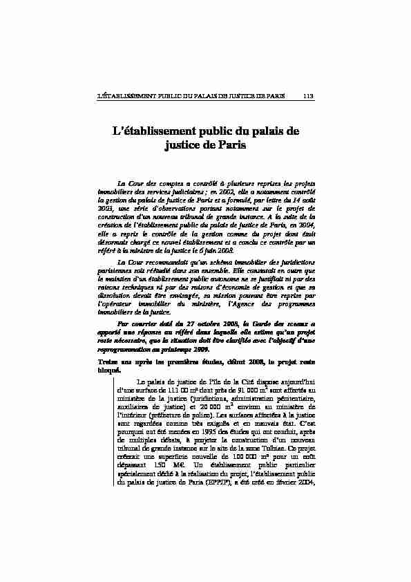 Létablissement Public Du Palais De Justice De Paris Pdf
