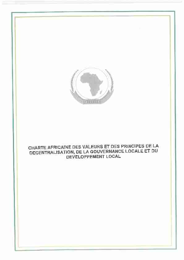 charte africaine des valeurs et des principes de la decentralisation
