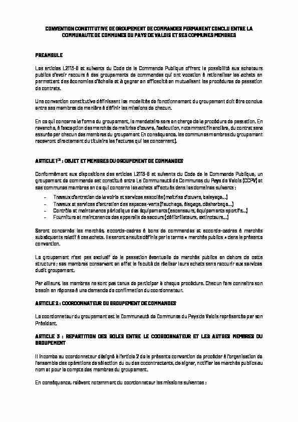 CONVENTION CONSTITUTIVE DE GROUPEMENT DE
