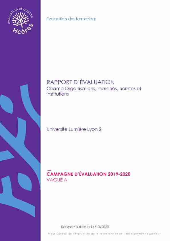 Rapport dévaluation - Université Lumière Lyon 2