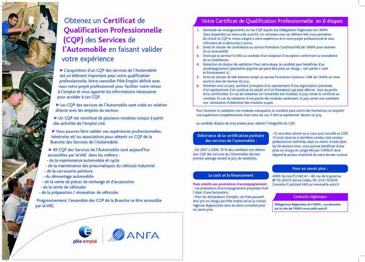 Obtenez un Certificat de Qualification Professionnelle (CQP) des