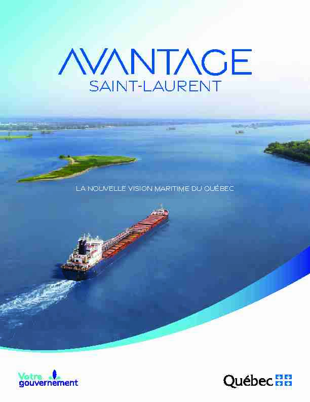 Avantage St-Laurent - La nouvelle vision maritime du uébec