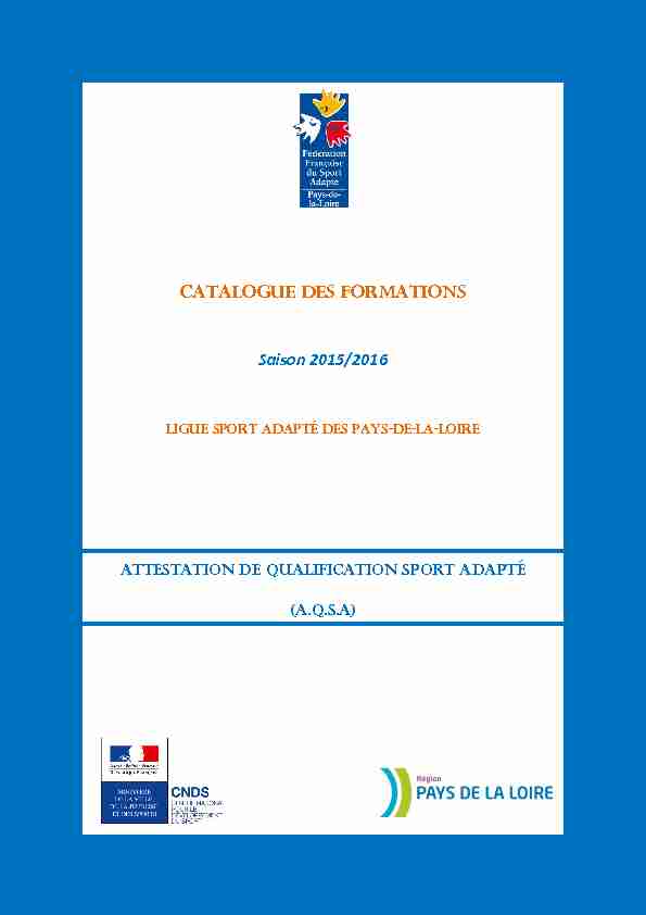 [PDF] Catalogue des formations Saison 2015/2016 - Ligue des Pays de la
