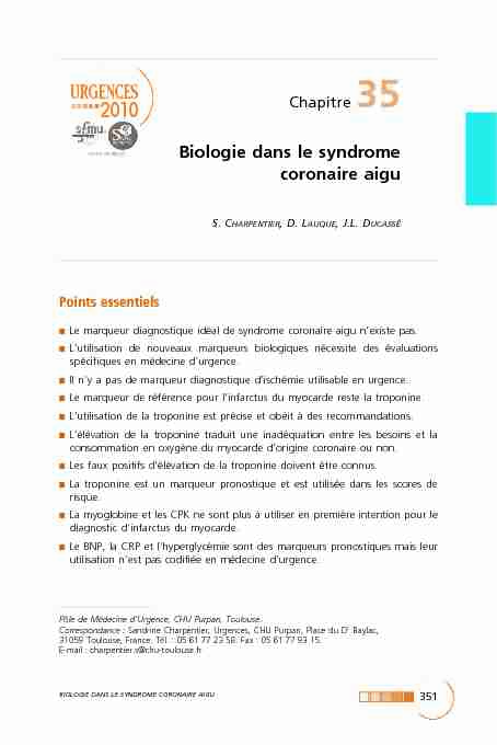 Biologie dans le syndrome coronaire aigu