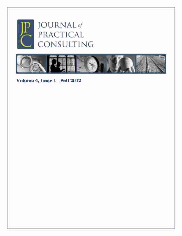 Journal of Practical Consulting (JPC) - Volume 4 Issue 1