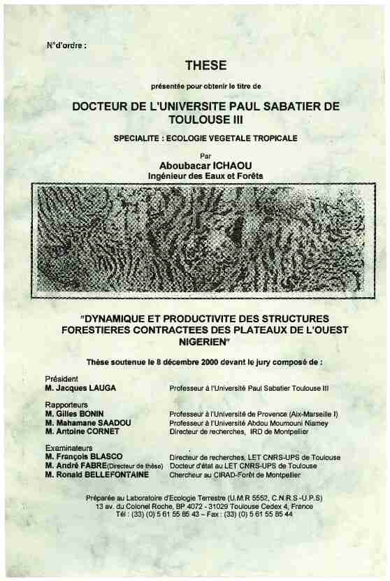 THESE DOCTEUR DE LUNIVERSITE PAUL SABATIER DE