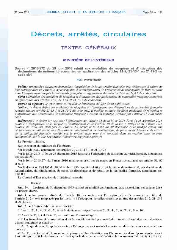 Journal officiel de la République française - N° 151 du 30 juin 2016